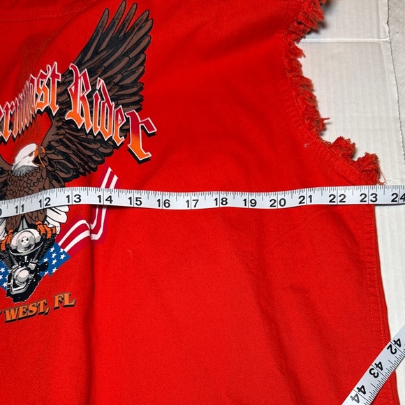 Motorcycle Apparel "Southern Most Rider" Key West FL Biker Vest Size XL Denim - Picture 8 of 8